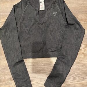 Gymshark Adapt Camo Seamless Long Sleeve Top, small, in grey